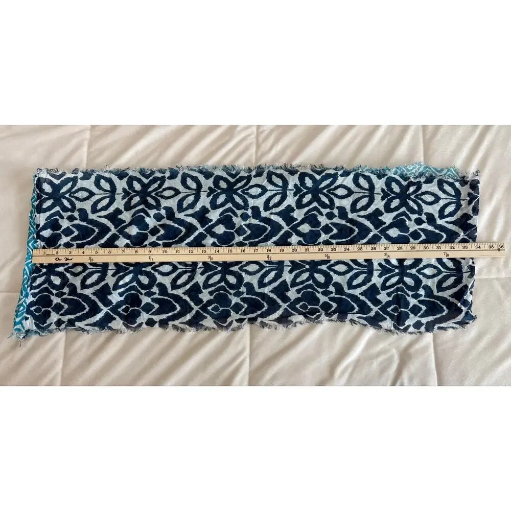 J. Jill Blue Reversible Print Infinity Scarf 100% Viscose Lightweight